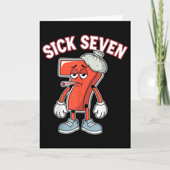 Carte Sick Seven 67 Mème Six Sept Amusant Jeu de Mots  (Devant)