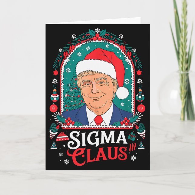 Carte Sigma Claus Festif Humour Politique Trump Chapeau  (Devant)