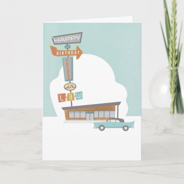 Carte Signal rétro Belle-Père Anniversaire (Devant)