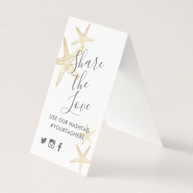 Carte Signale Gold Starfish Beach Wedding (Front)