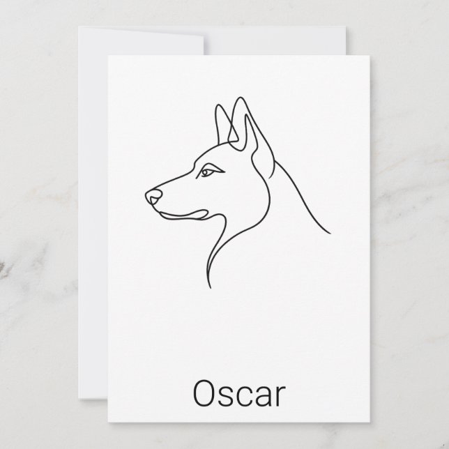 Carte Signature German Shepherd One Line Art Personalize (Devant)
