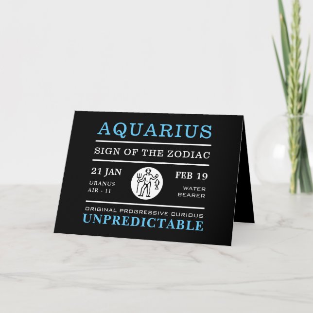 Carte Signe Aquarius du Zodiaque, Astrologique (Devant)