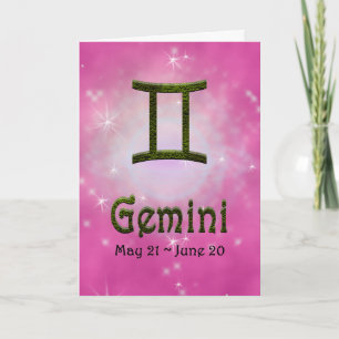 Carte Signe astrologique Gemini Zodiac couleur