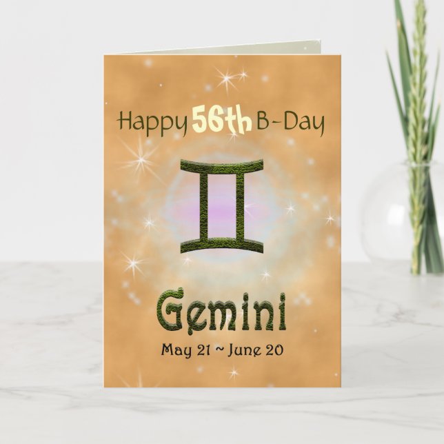 Carte Signe astrologique Gemini Zodiac couleur (Devant)