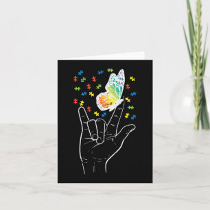 Carte Signe d'amour Asl Papillon Puzzle Autisme Sensibil