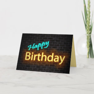 Carte signe d'anniversaire néon en brique