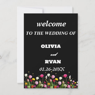 Carte signe de bienvenue élégant à notre mariage