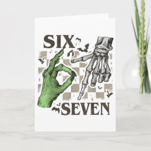 Carte Signe de la main de squelette Six Sept Meme Hallow