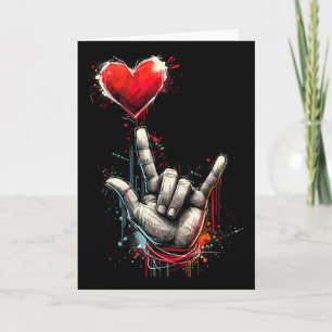 Carte Signe de la main Je t'aime Asl Heart Femmes Enfant