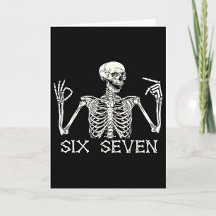 Carte Signe de la main Six Seven 67 squelette mème Hallo