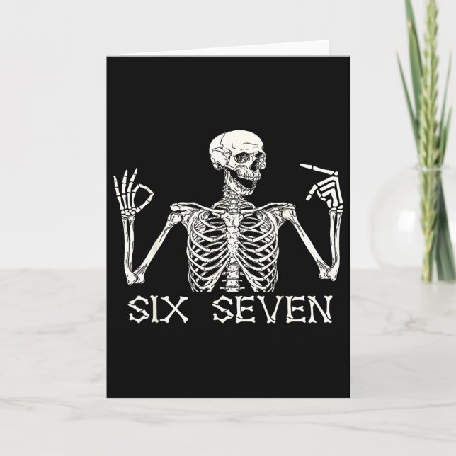 Carte Signe de la main Six Seven 67 squelette mème Hallo (Devant)