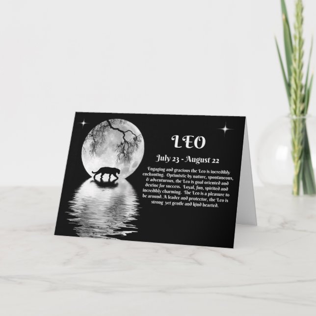 Carte Signe de zodiaque Lion d'anniversaire des juillet (Devant)