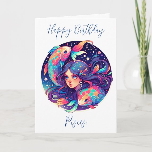 Carte SIGNE D'Horoscope Poissons Joyeux Anniversaire (Devant)