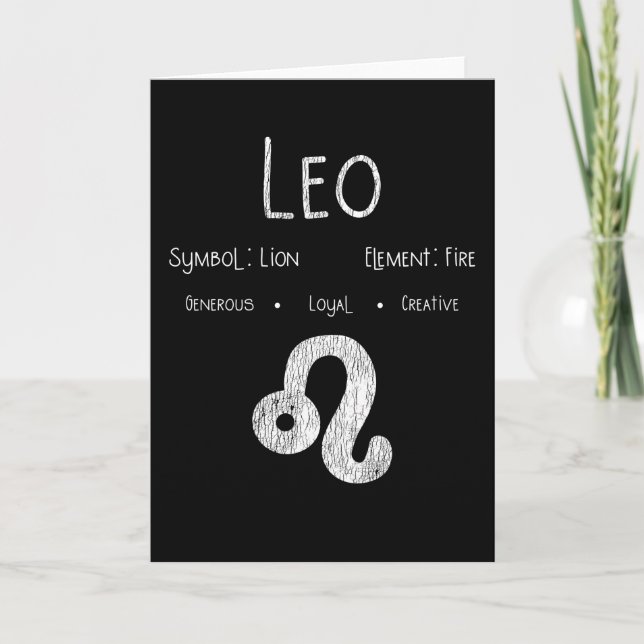 Carte Signe du zodiaque Lion Feu Astrologie Cadeau d'ann (Devant)