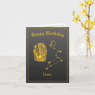 Carte Signe du zodiaque Lion, or -