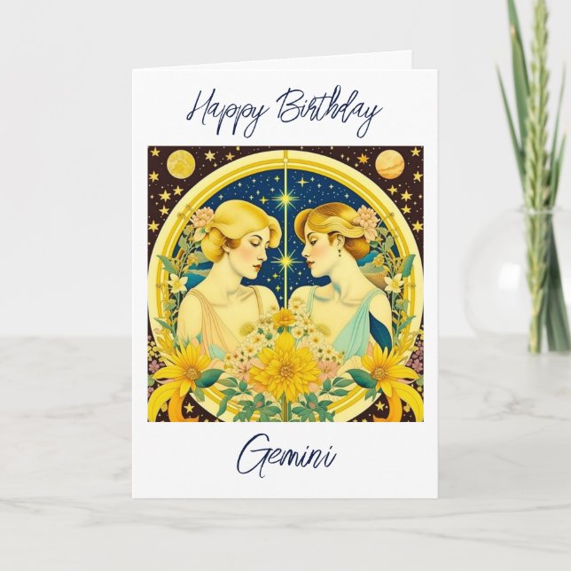 Carte SIGNE Horoscope Jumeaux Gemini Personnalisé Annive (Devant)