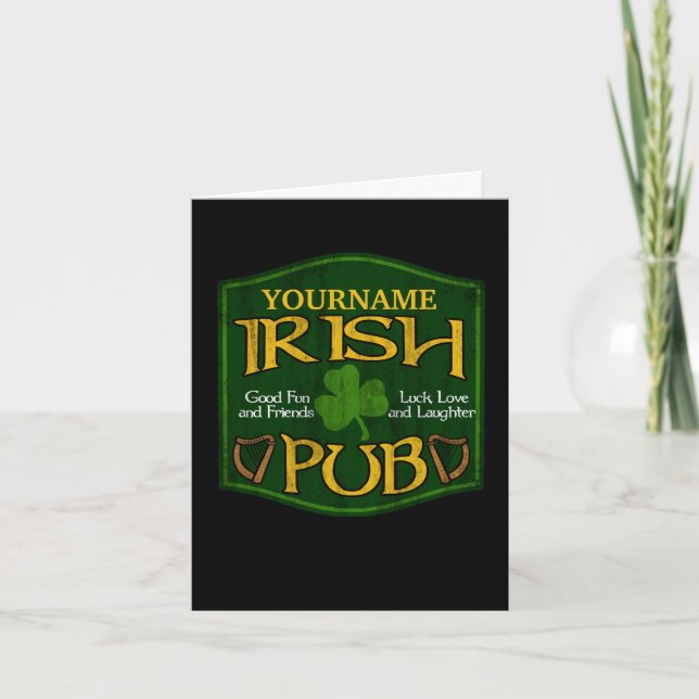 Carte Signe irlandais personnalisé de Pub (Devant)