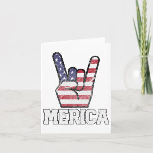 Carte Signe Rock On Merica 4 juillet Vintage Américain F