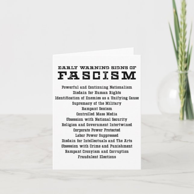 Carte Signes D'Alerte Rapide D'Un Activiste Fasciste Rés (Devant)