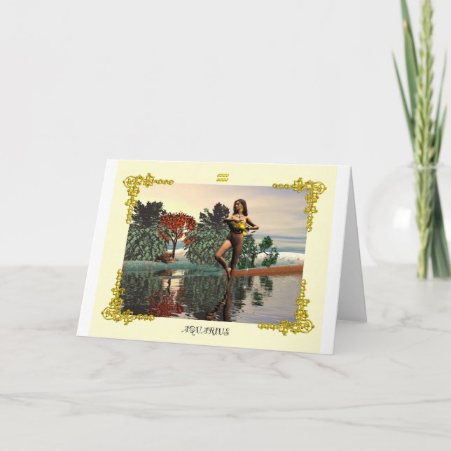 CARTE SIGNES D'ANNIVERSAIRE ZODIAC / AQUARIUS (Devant)