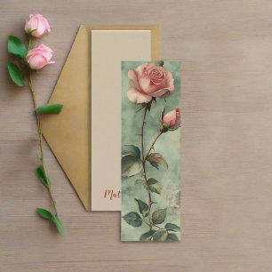 Carte Signet Aquarelle rose Vintage