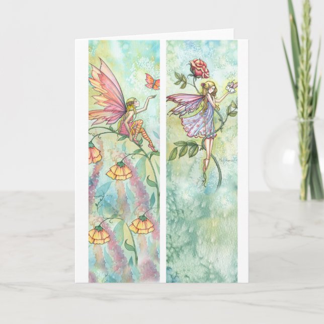 Carte signet Fée Papillon et Lapin (Devant)