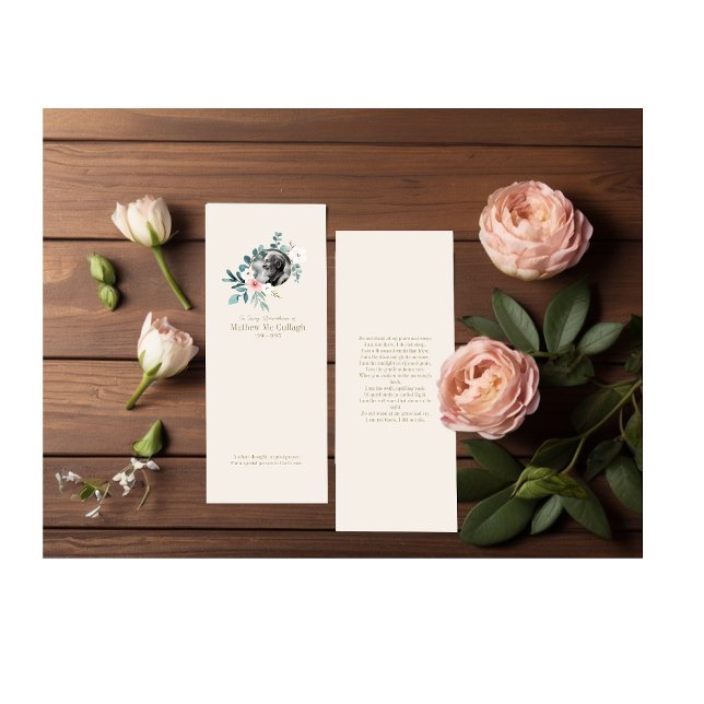 Carte Signet Memorial Floral Creme (Créateur téléchargé)