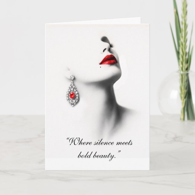 Carte Silent Beauty – Monochrome Charcoal Art with Red  (Devant)