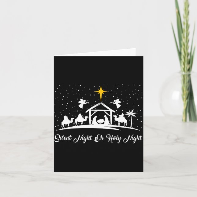 Carte Silent Night Holy Night Nativity Scene Christian C (Devant)