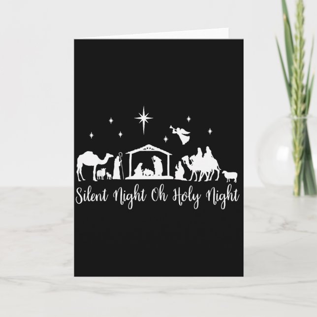 Carte Silent Night Holy Night Nativity Scene Religious C (Devant)