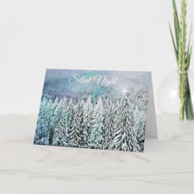 Carte Silent Night Snowy Trees Christmas Star Card (Devant)