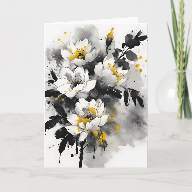 Carte Silente tomentosa - Fleurs aquarelles (Devant)