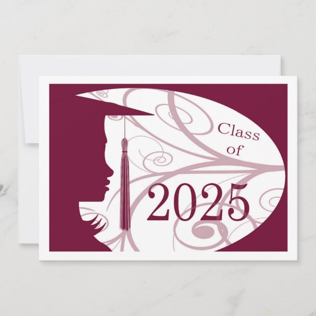 Carte Silhouette 2025 bordeaux et blanc (Devant)