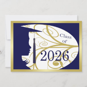 Carte silhouette bleu et or 2026