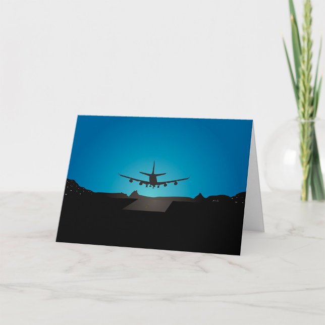 Carte Silhouette d'atterrissage d'avion à la nuit (Créateur téléchargé)