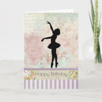 Silhouette de Ballerine sur Motif Vintage Annivers