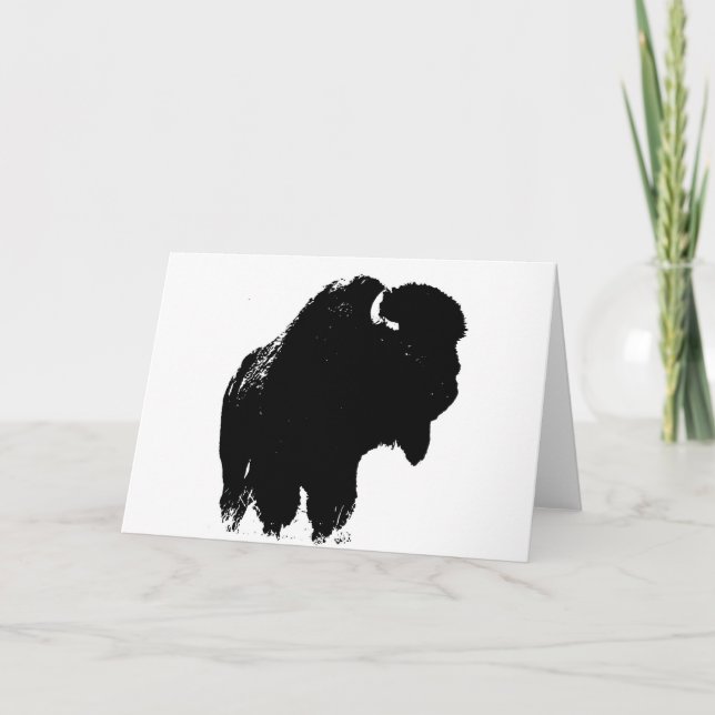 Carte Silhouette de Bison de Buffalo Pop Art (Devant)