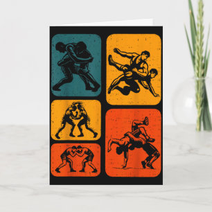 Carte Silhouette de catch rétro vintage Hommes Wo