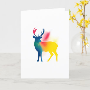 Carte Silhouette de cerf peint en vaporisateur coloré