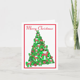 Carte Silhouette de Chien Danse Grand Arbre de Noël Vert