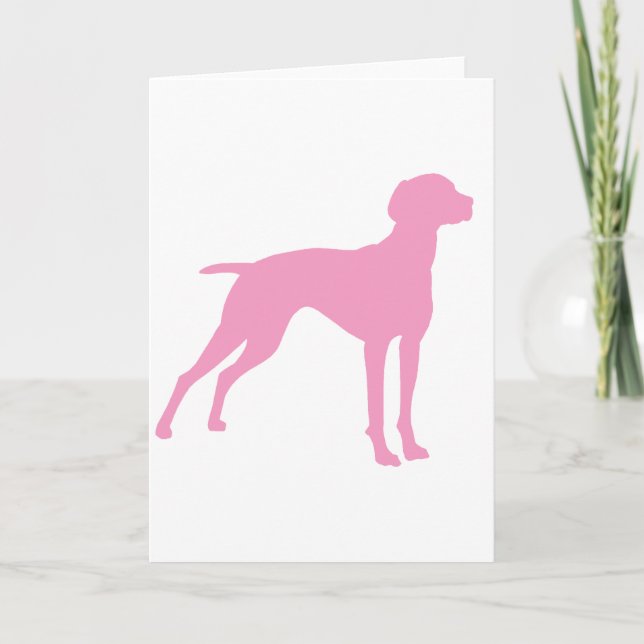Carte Silhouette de chien de Vizsla (rose) (Devant)
