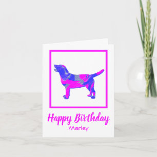 Carte Silhouette de chien rose Labrador Anniversaire drô
