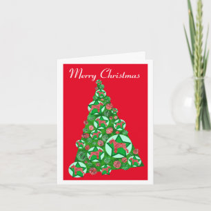 Carte Silhouette de chien Schnuazer Arbre de Noël Rouge