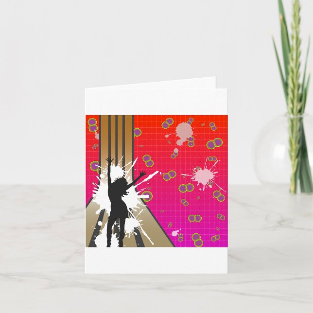 Carte Silhouette de danse rétro avec éclaboussures de pe (Créateur téléchargé)