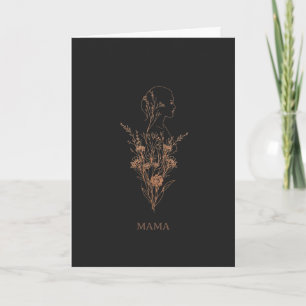 Carte Silhouette de femme aux fleurs sauvages minimalist