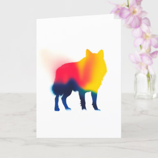 Carte Silhouette de loup peint en vaporisateur coloré