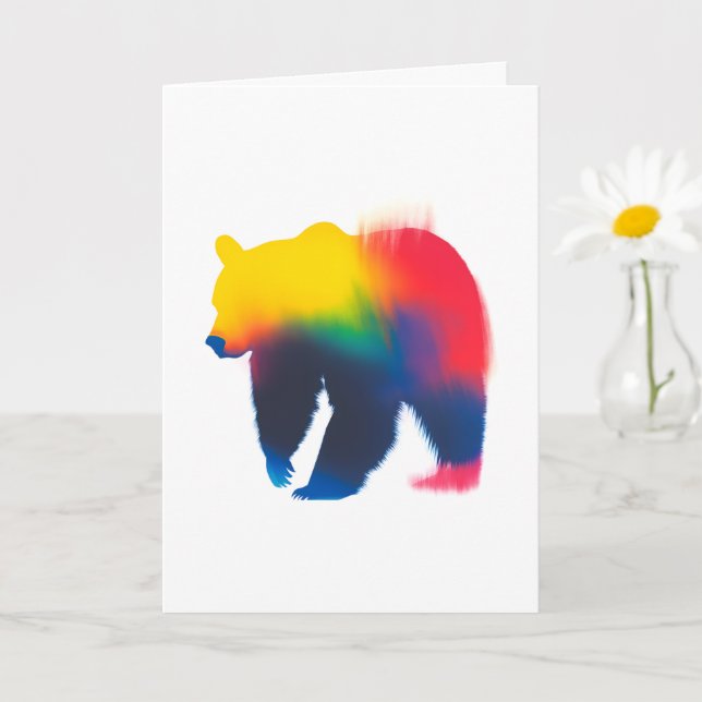 Carte Silhouette de l'ours de peinture à Spray coloré (Petite plante)