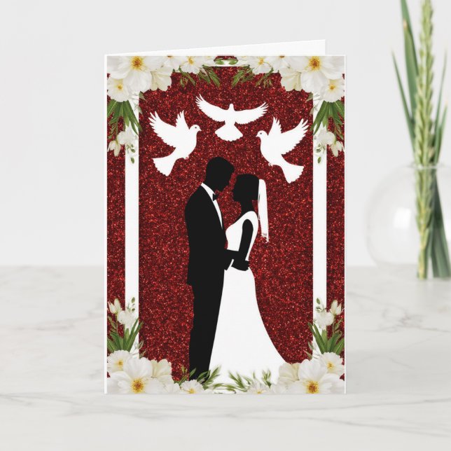 Carte Silhouette de mariage romantique de la mariée et d (Devant)