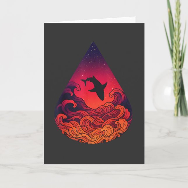 Carte Silhouette de requin au coucher du soleil Océan La (Devant)