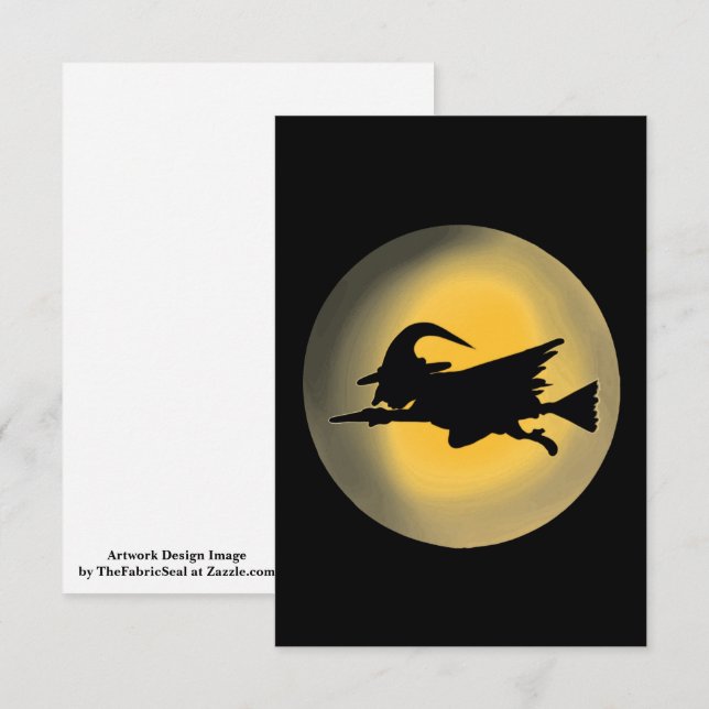 Carte Silhouette de sorcière méchante volante (Devant / Derrière)